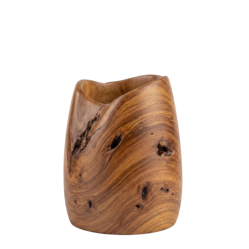 Desk Organizer Pen Holder – Wooden Pencil Cup for Office Supplies, Natural Wood – Zaaviya