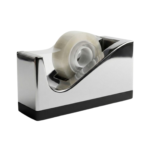 Office Supplies Tape Dispenser – Weighted Desk Tape Holder with Non-Slip Base, Chrome – Zaaviya